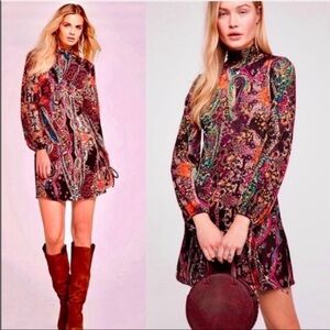 Free People All Dolled Up Paisley Multicolored Mini
Dress Sz M NWT